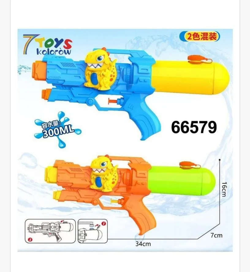 Pistolety na wodę dinozaury 300ml 34cm 6szt/op