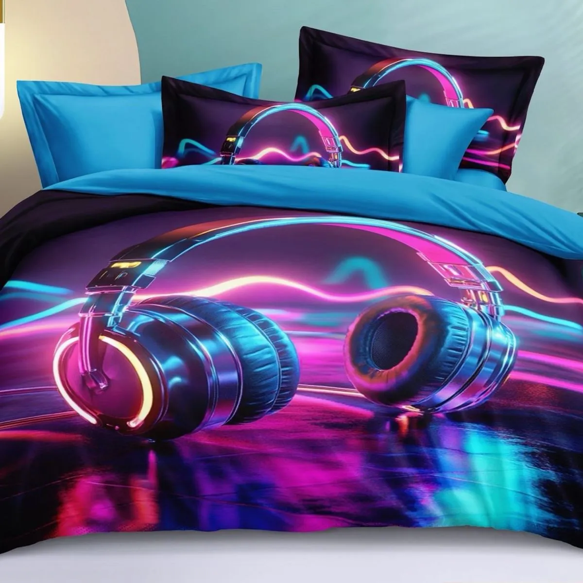 Komplet Pościeli Stan Faktyczny 3CZ 160/200 Słuchawki Neon
