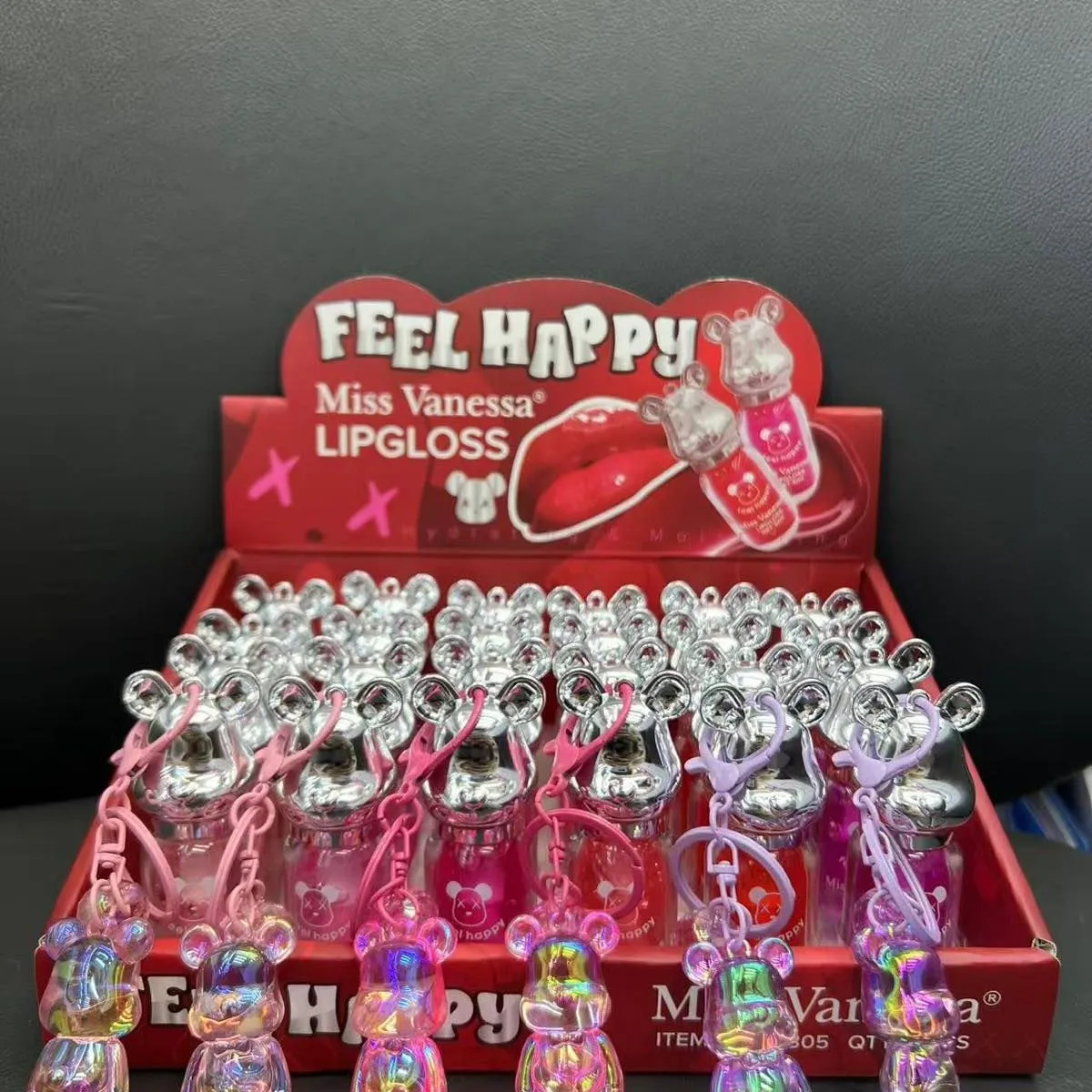 Lip Gloss Miss Vaneesa Feel Happy z misiem 24 szt