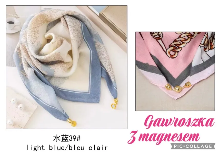 Chusta Damska Grawatka z Magnesem Light Blue