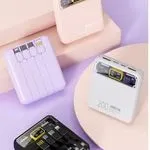 Power Bank 10000mAh z wbudowanymi kablami i wyświetlaczem Mix 8szt