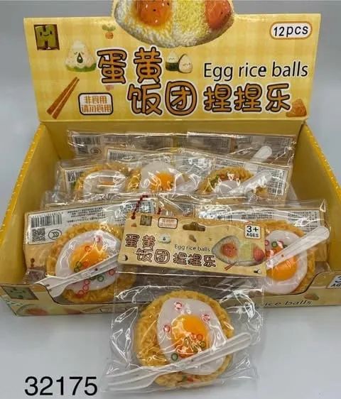 Zabawka Egg Rice Balls - Gniotek Jajko Sadzone na Ryżu 12szt