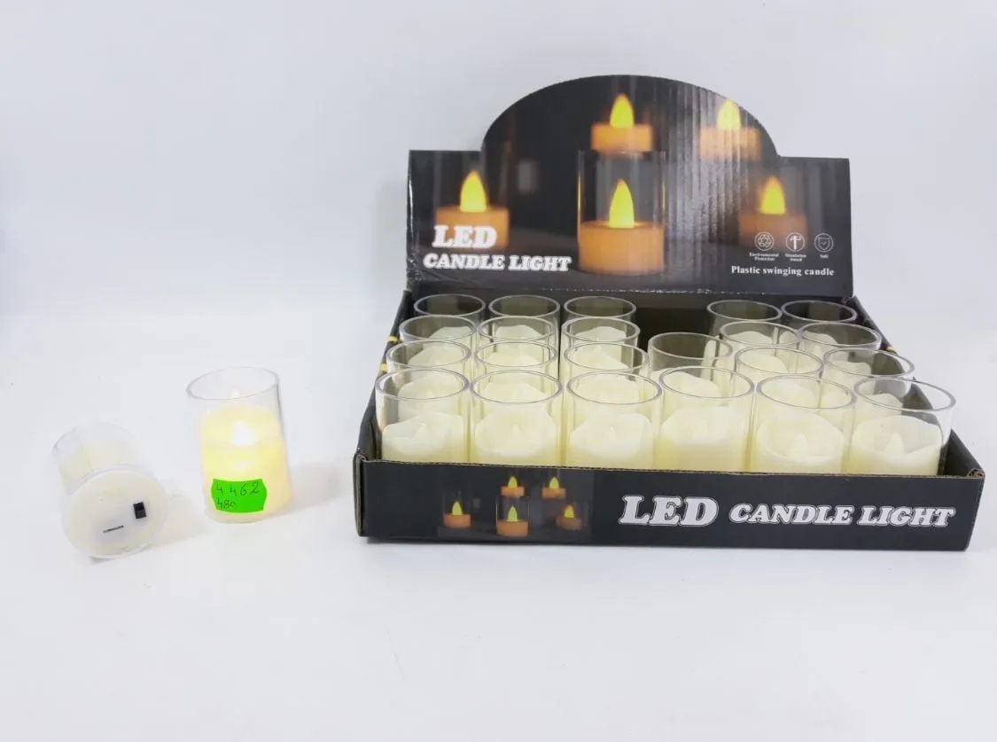 Świeczka LED w szklanej osłonce, ruchomy płomień, zestaw 24 szt.