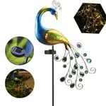 Dekoracja Solarna Lampa LED Paw Metalowy Niebiesko-Złoty