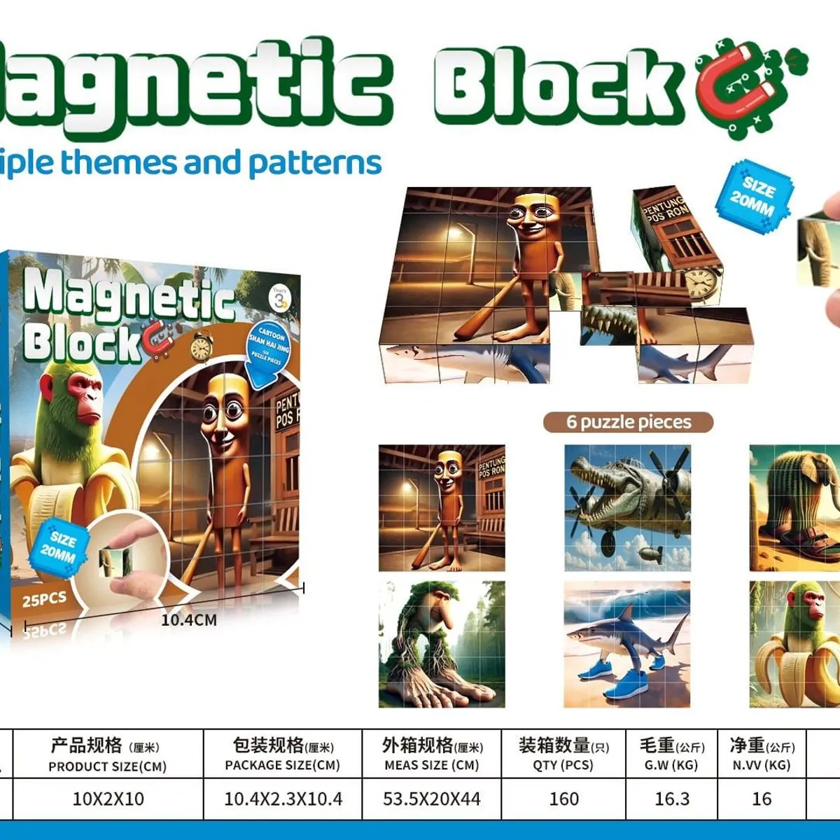 Zabawki Magnetic Block - Kostki Magnetyczne 20mm 25el.