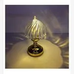 Lampka Stojąca 9x15cm Złota Podstawa Klosz Ryflowany