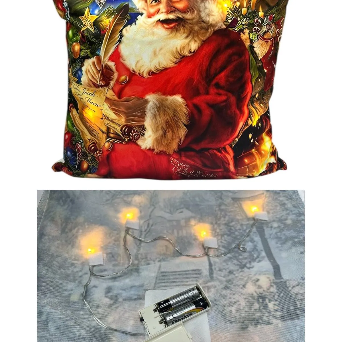 Poduszka Dekoracyjna LED Świąteczny Mikołaj 40x40