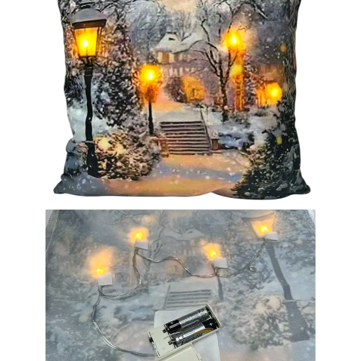Poduszka Dekoracyjna z Oświetleniem LED 40x40 cm Zimowa