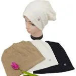 Czapki damskie beanie RB kremowa, biała, czarna
