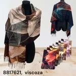 Szaliki damskie viscose z motywem liści, 12 szt
