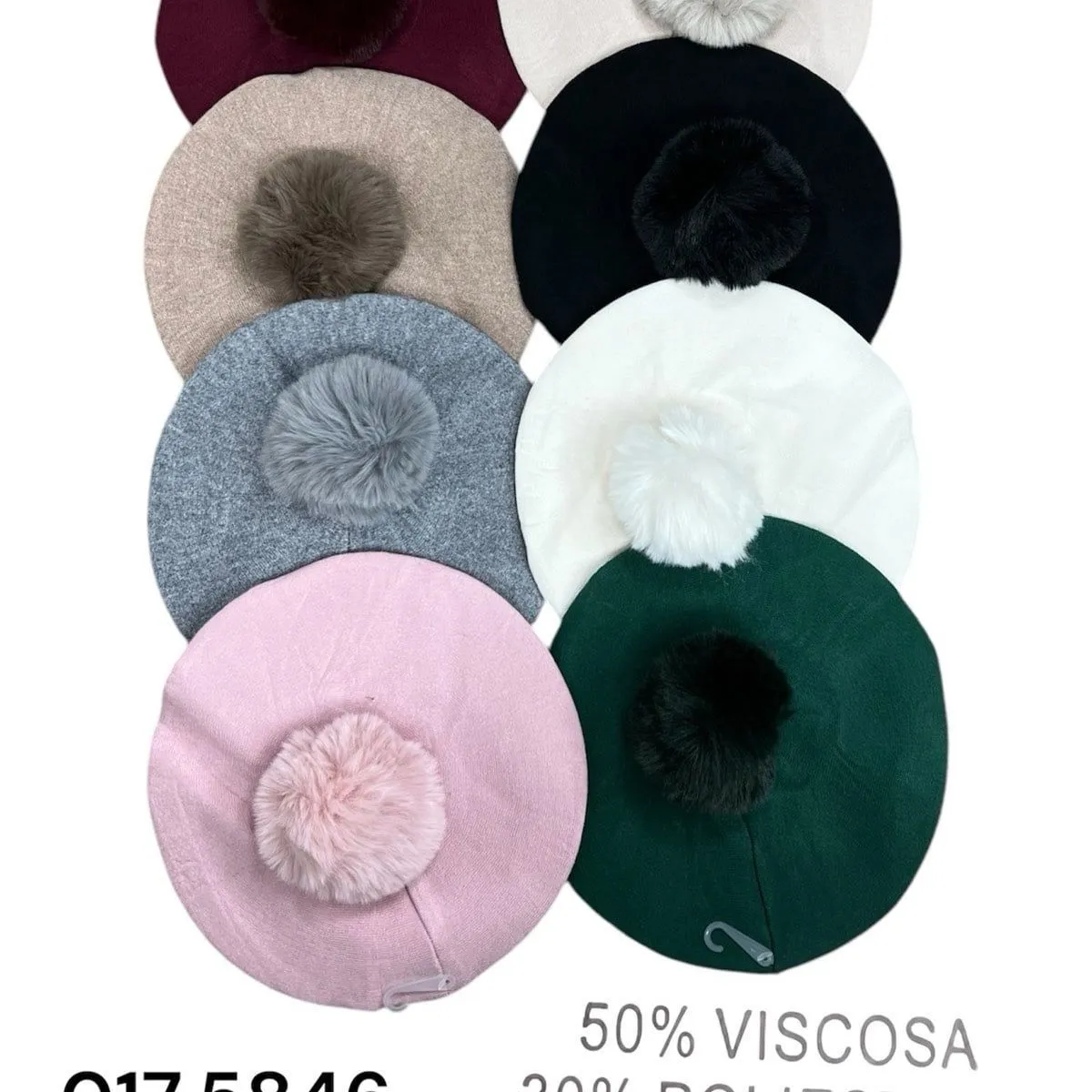 Czapki damskie beanie z pomponem 50% wiskoza