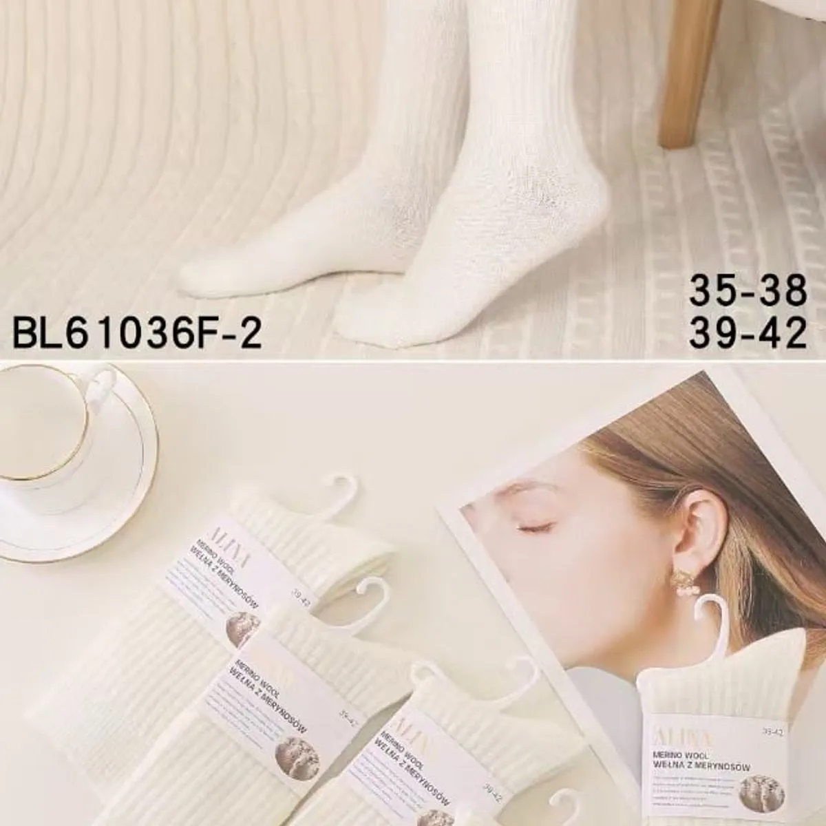 Skarpetki damskie Alina białe fashion 35-38/39-42