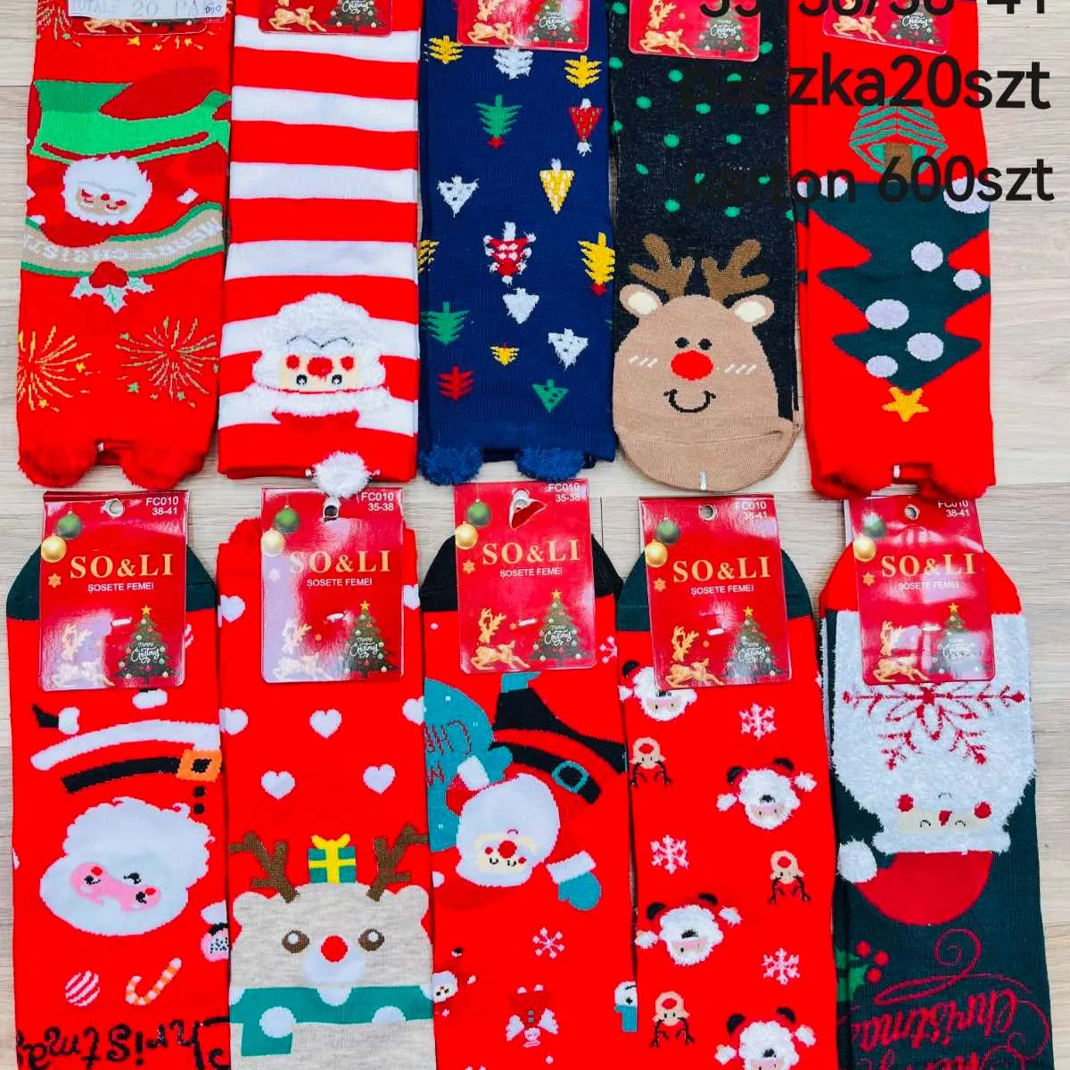 Skarpetki damskie świąteczne wzorzyste 35/38-41