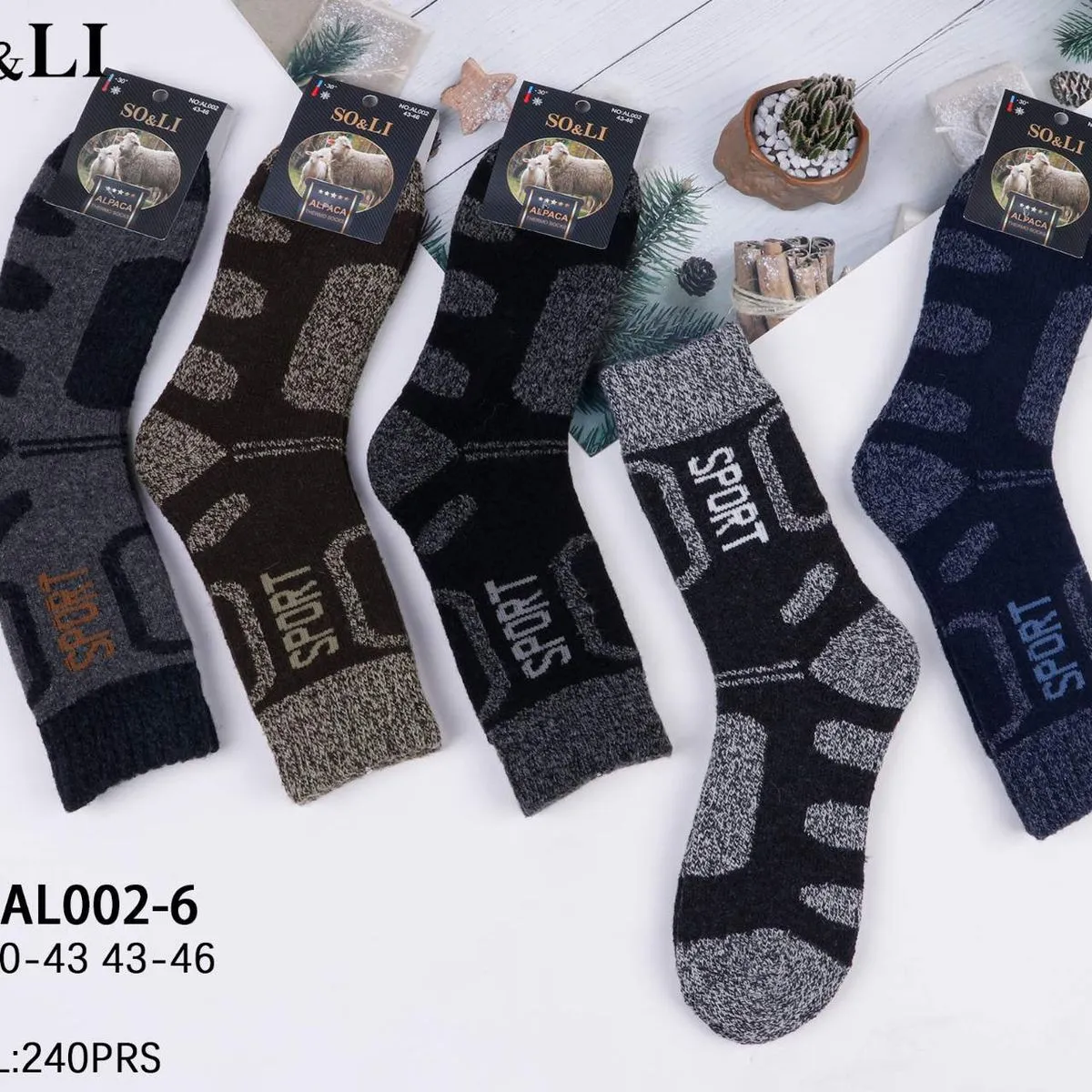 Skarpetki męskie sportowe SO&LL M1002 43-46, 240 szt