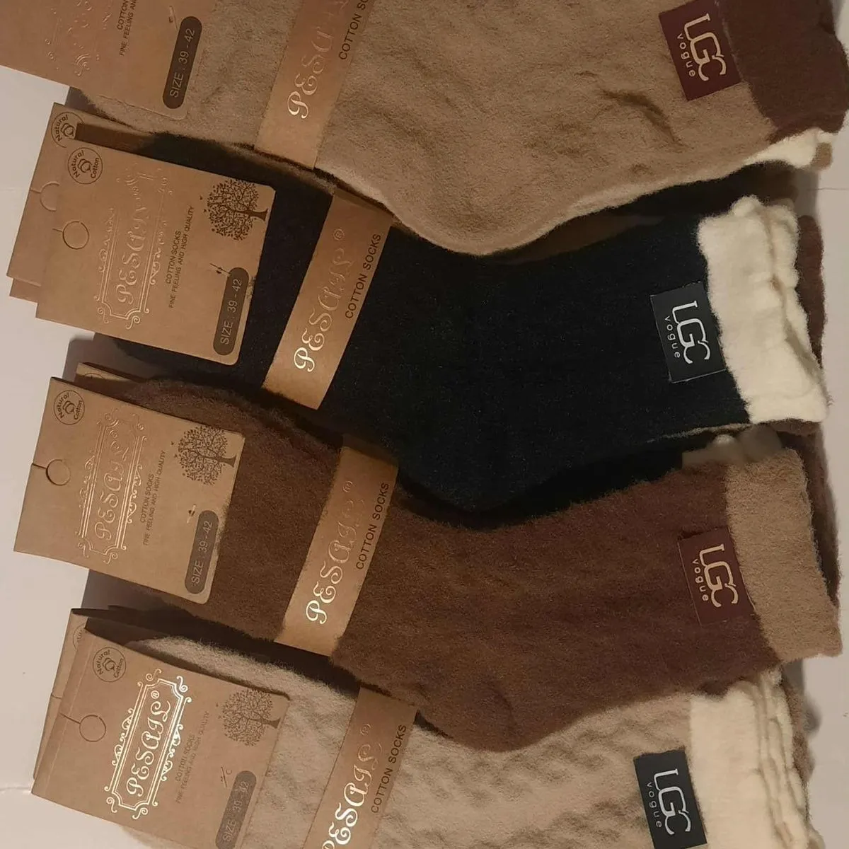 Skarpetki damskie LG z wełny 4 pary beżowe/brązowe/czarne