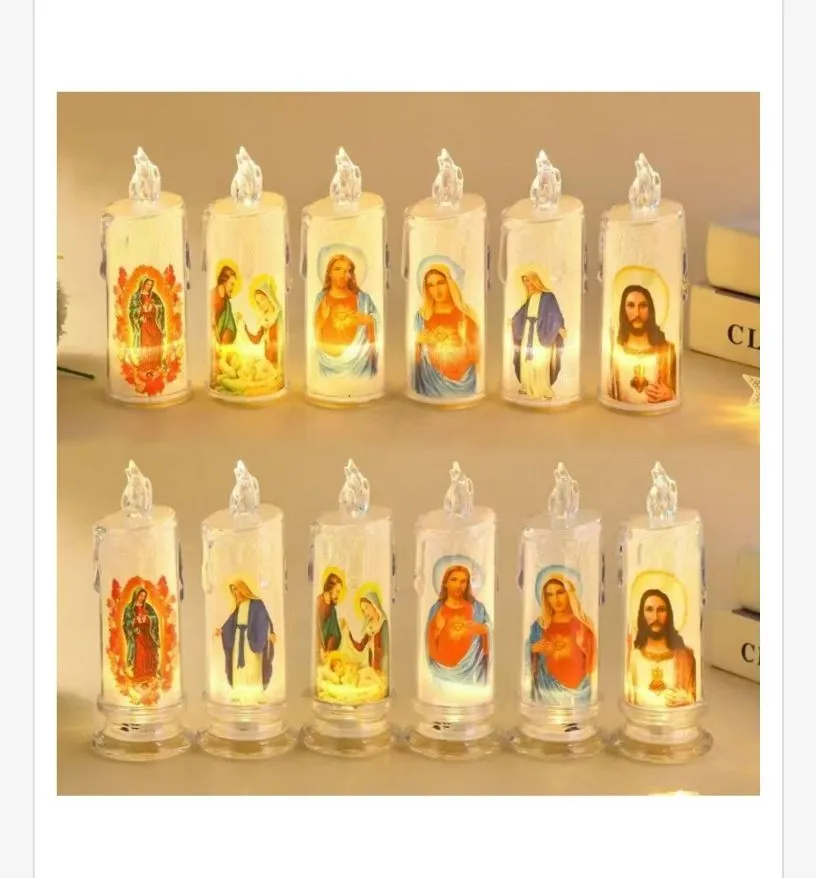 Świece religijne LED 12cm z wizerunkami świętych