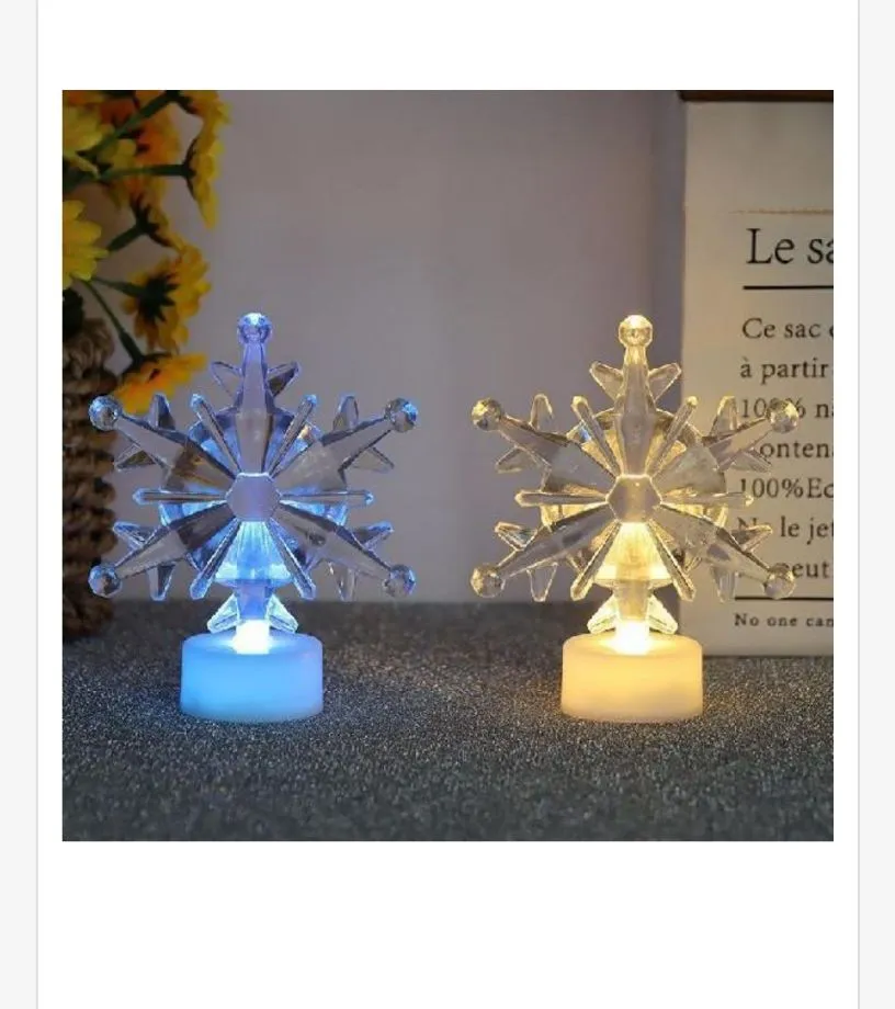 LED Świeca Śnieżynka 12cm Niebieska/Biała