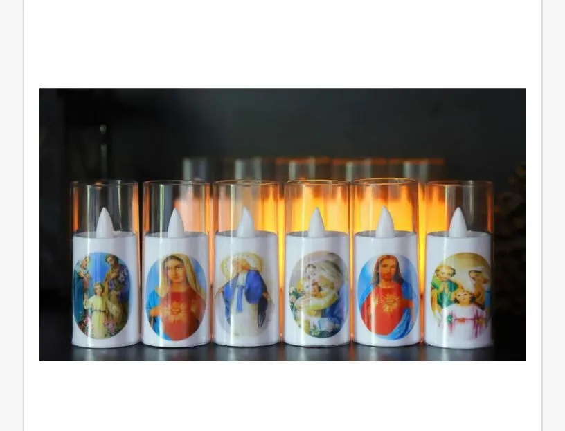 Świeca LED 15cm religijna z obrazkami świętych