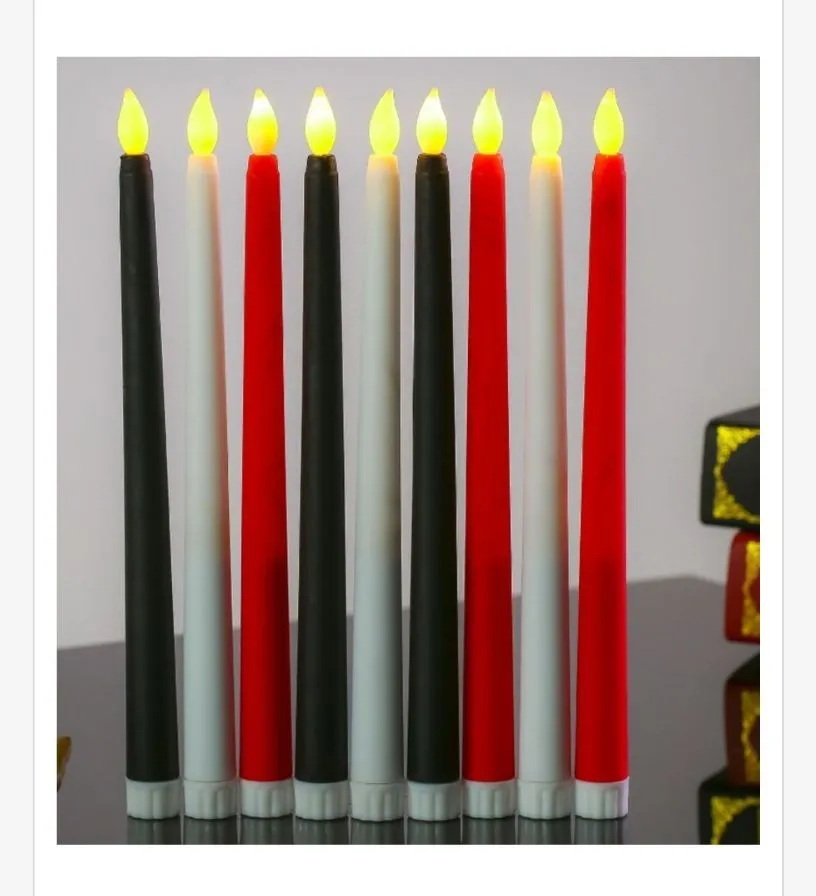 LED Świece Chanukowe 28cm Czarne Białe Czerwone
