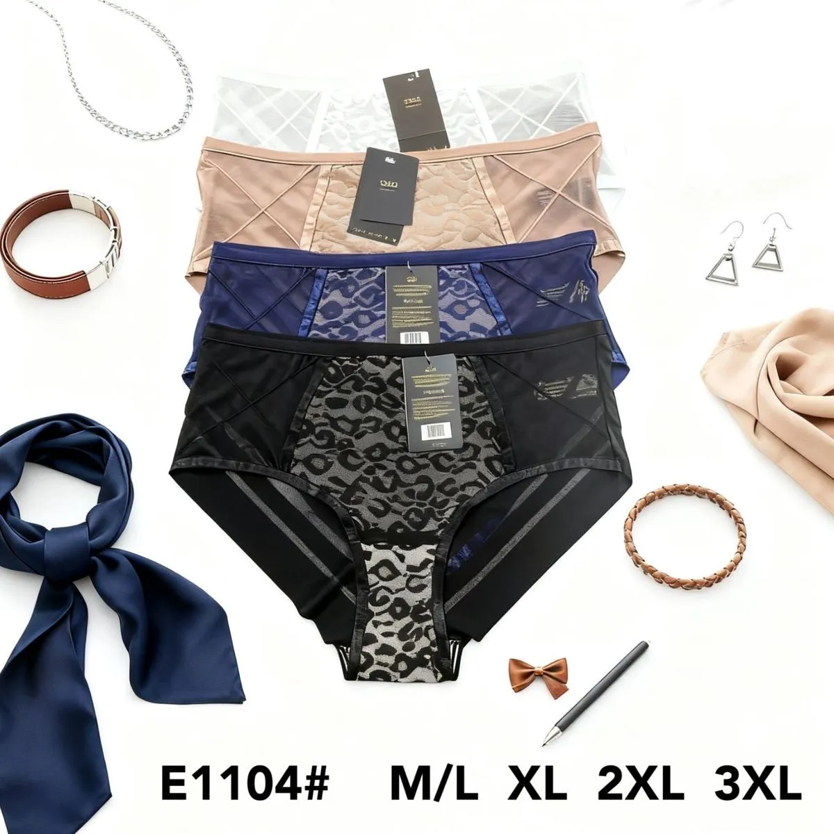 Bikini damskie z siateczką wzór leopard M/L XL 2XL 3XL