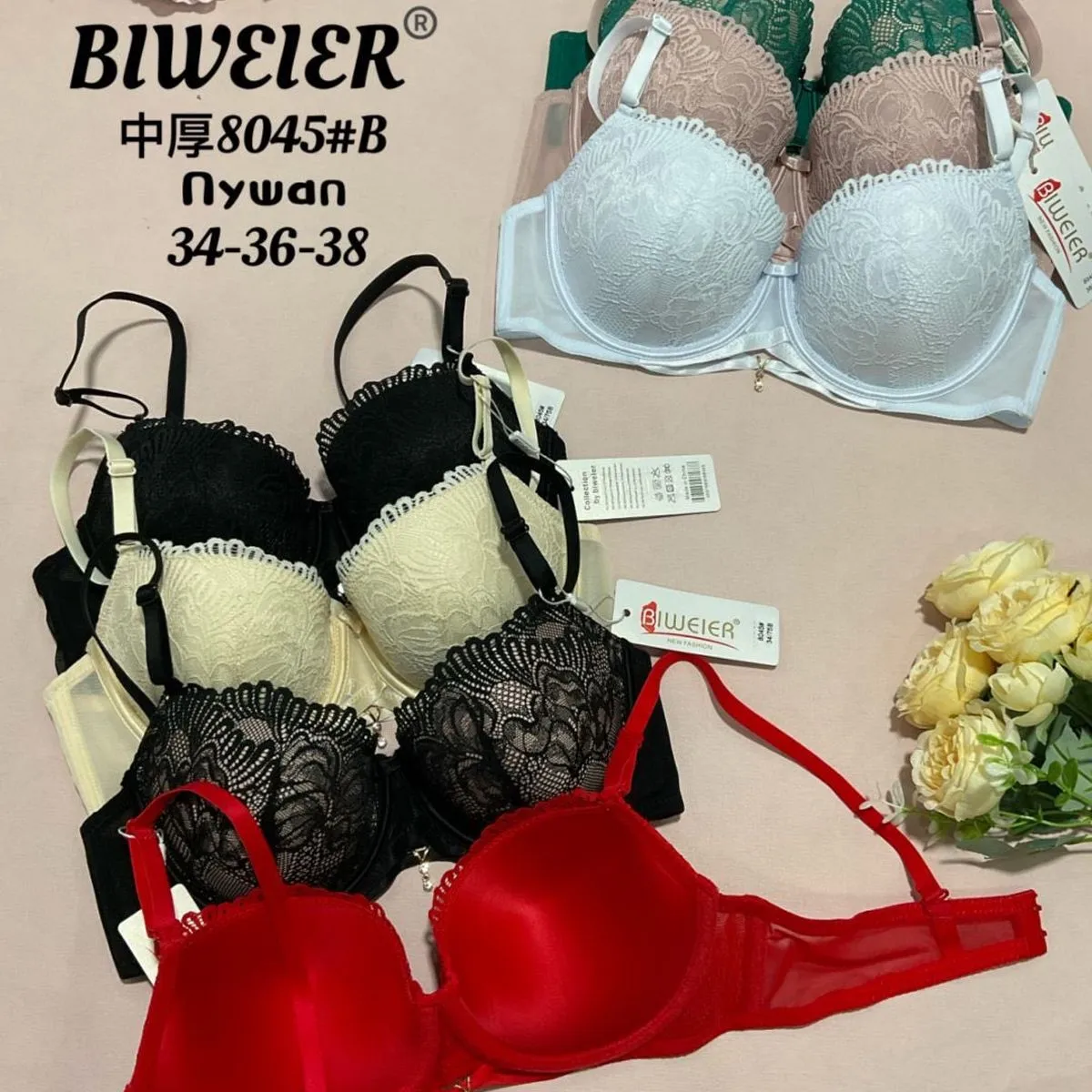 Biustonosz damski Biweier 34-36, 3 szt. zestaw