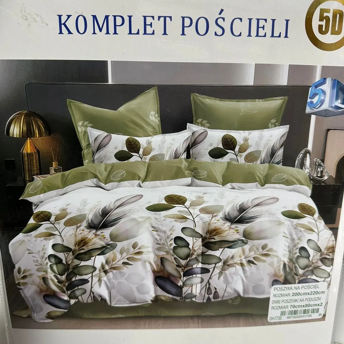 Komplet Pościeli 3CZ 200/220 Rui Bang zielony liściowy