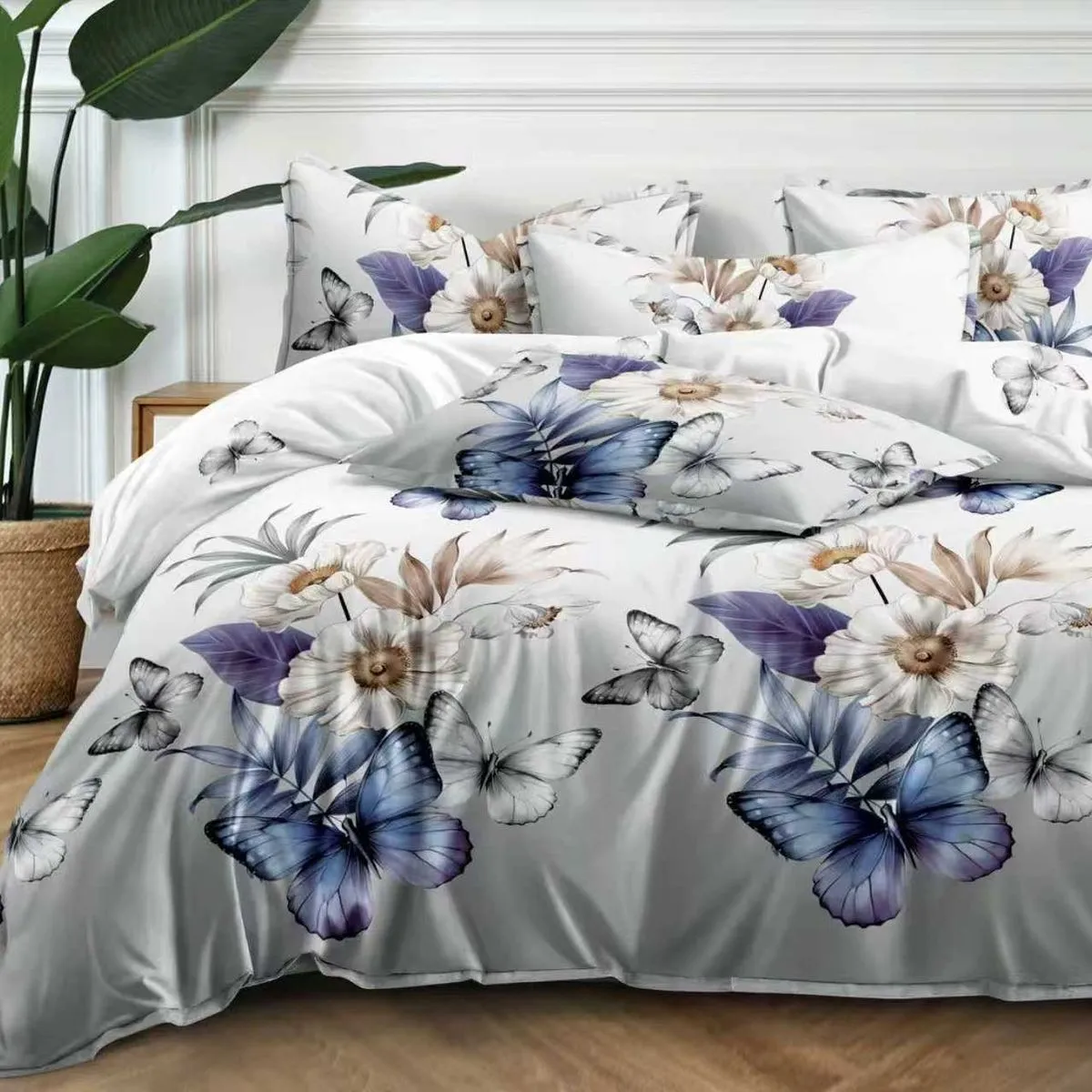 Komplet Pościel 3CZ 200/220 A105 Kwiaty Motyle