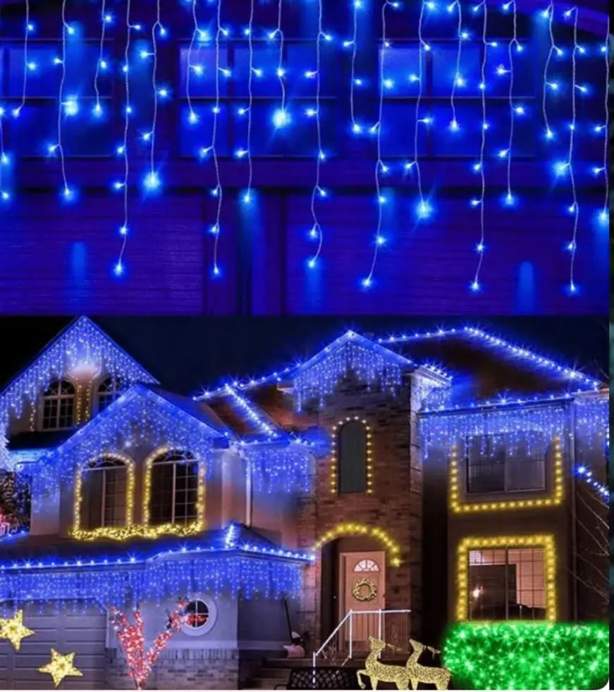 Lampki Choinkowe Sople Gruby Kabel Flass 300LED 14,5m