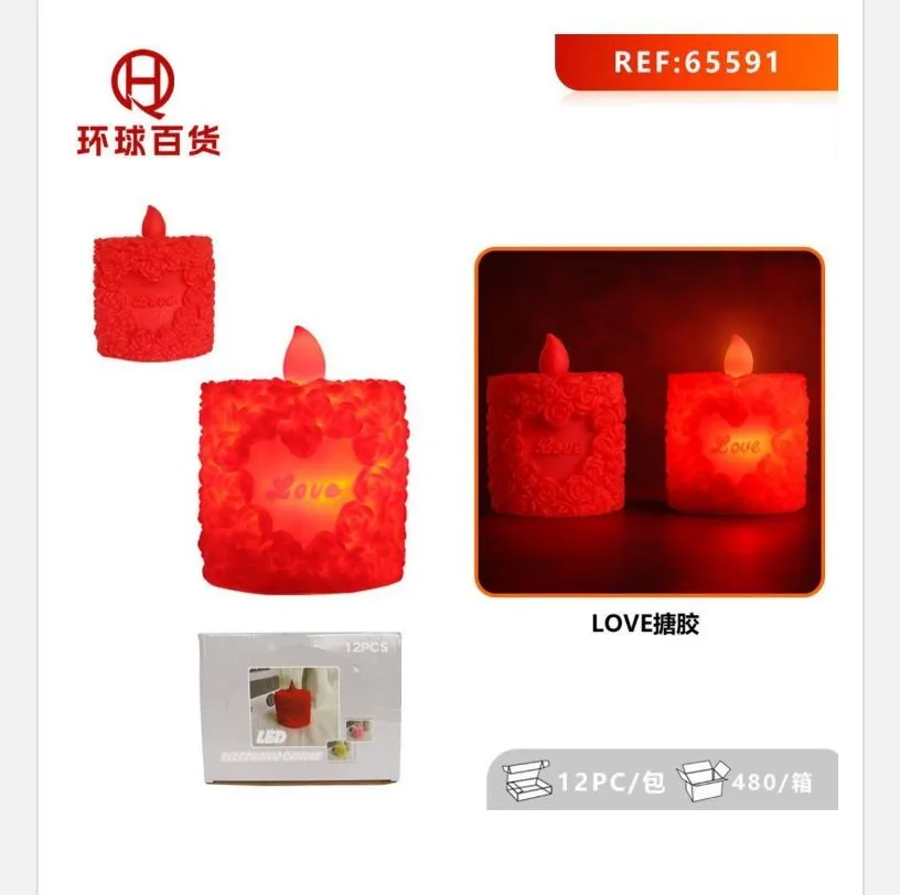 Świeca LED w kształcie serca LOVE czerwona REF-65591