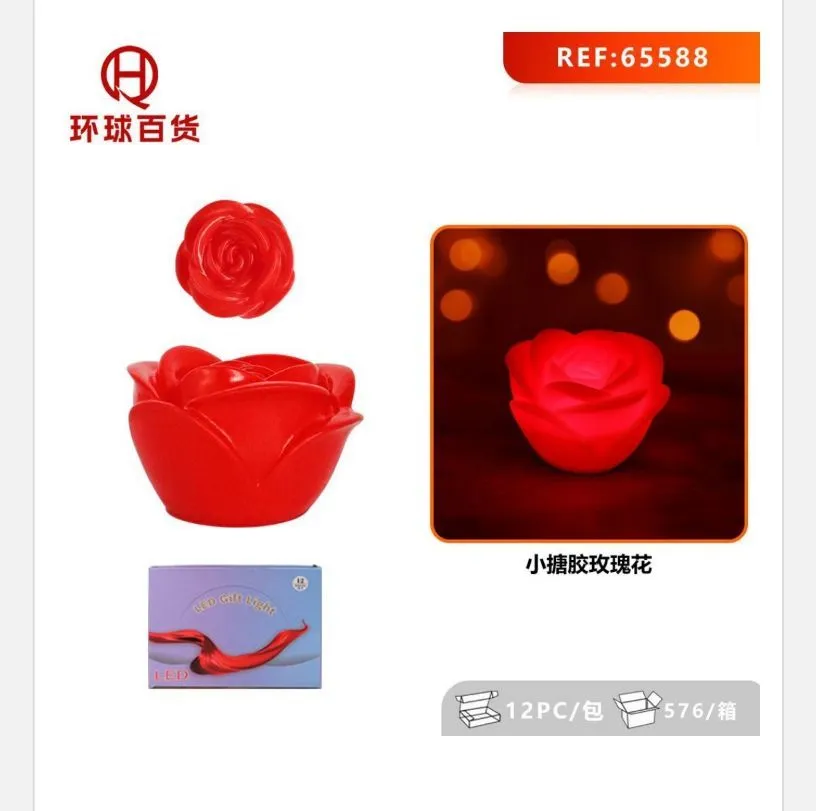 Świeca LED w kształcie czerwonej róży REF-6558