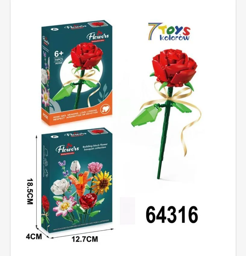 Zabawki Klocki Kwitnące Kwiaty Róża 6+ 64316