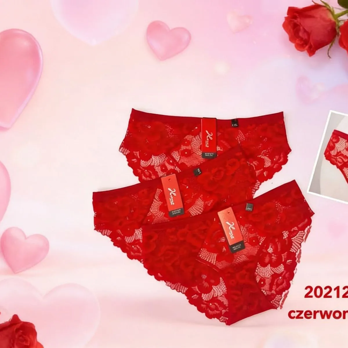 Czerwone majtki damskie koronkowe 2021#
