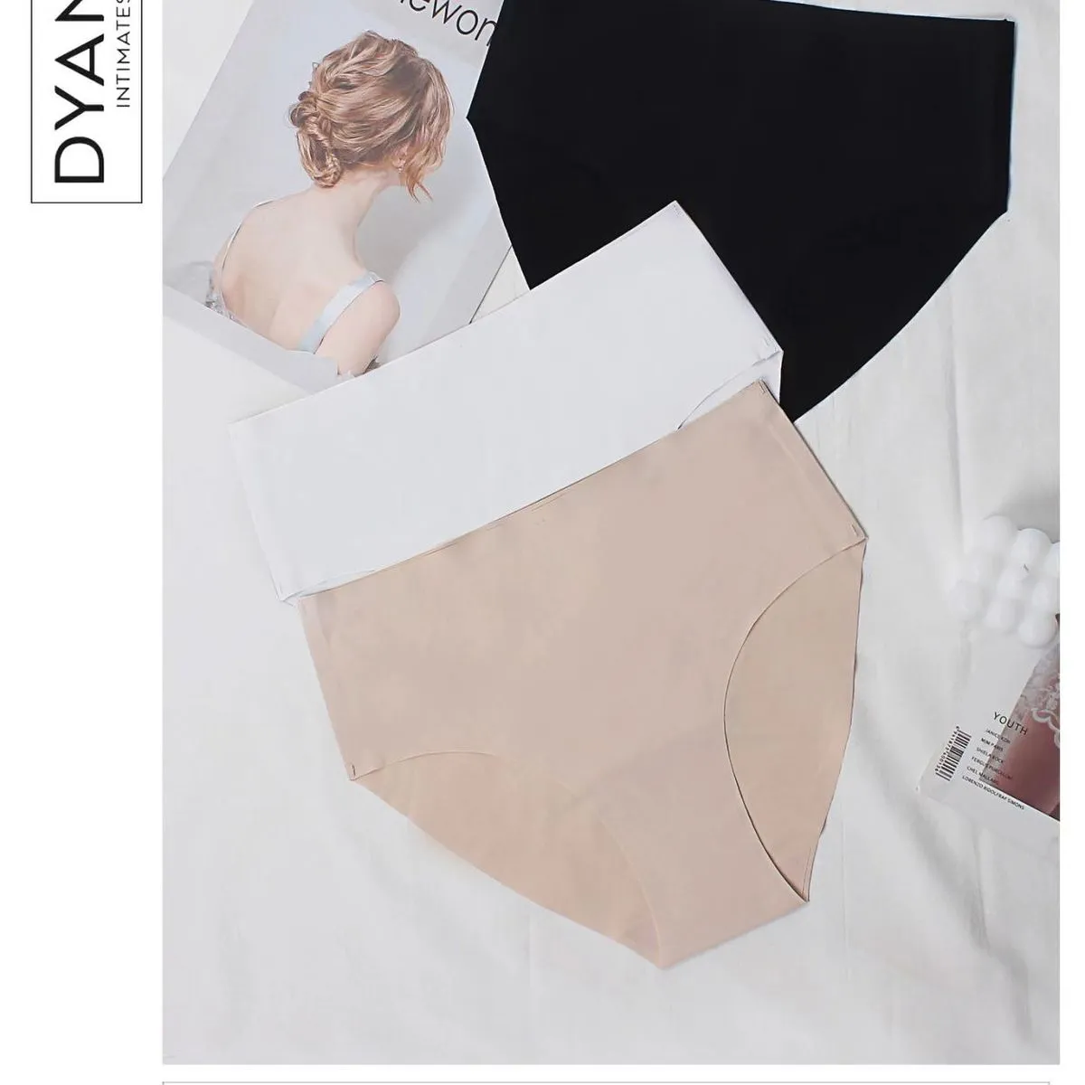 Majtki damskie DYN bezszwowe M XL 2XL beżowe/czarne NO.984