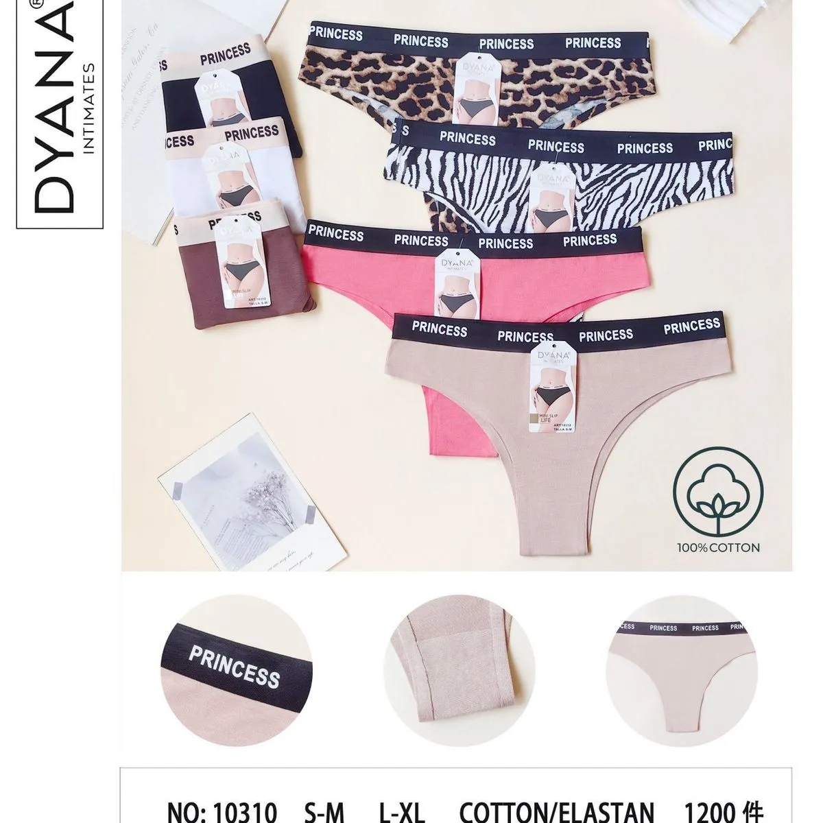 Majtki damskie Princess 100% bawełna S-M-L XL NO-10310