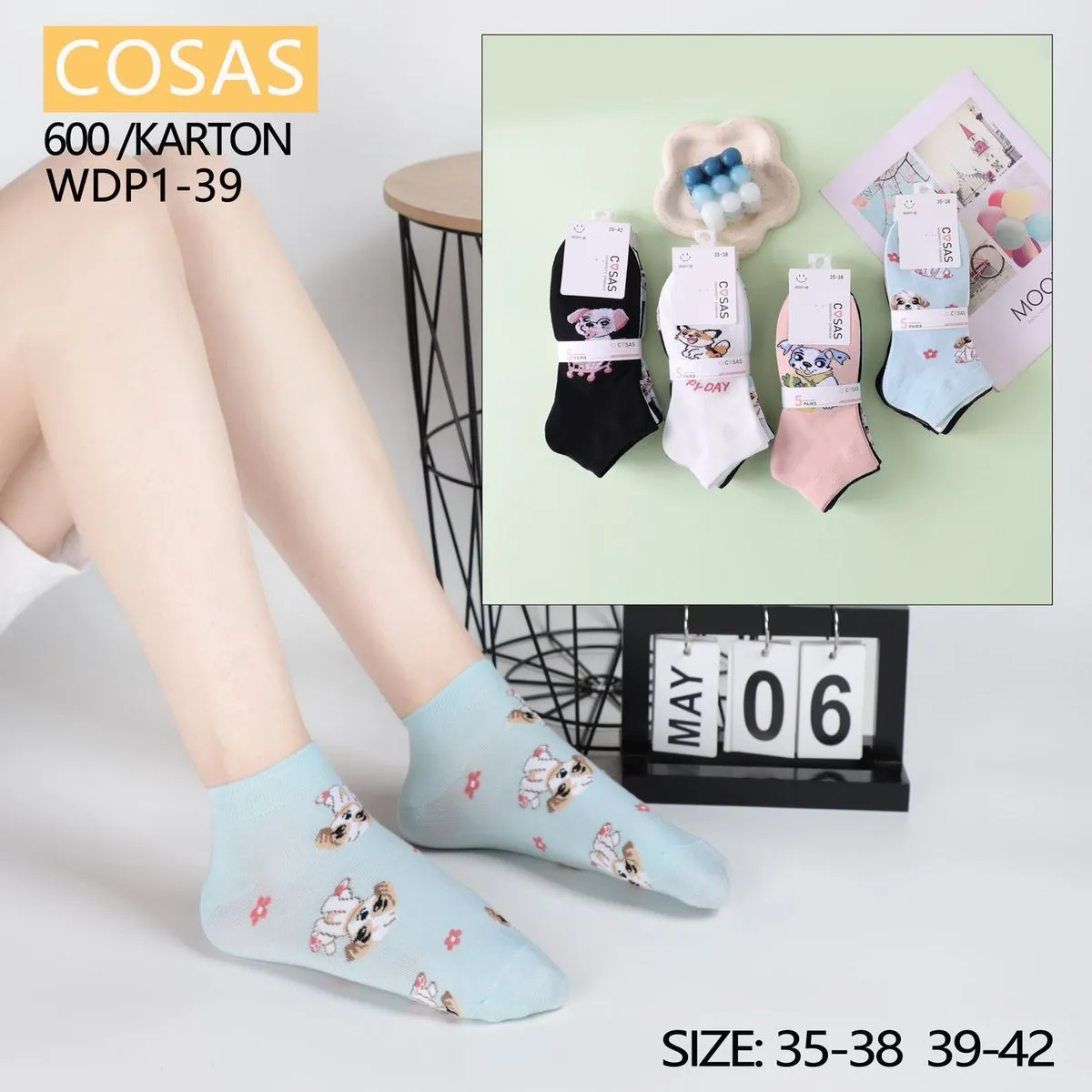 Skarpetki damskie COSASAS WDP-1-49 z nadrukami Size 35-38