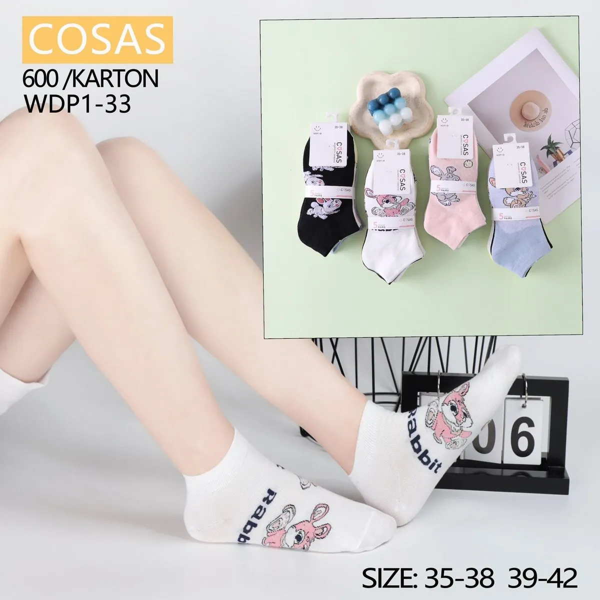 Skarpetki damskie COSASAS WDP-133 króliczki rozmiar 35-38/39-42