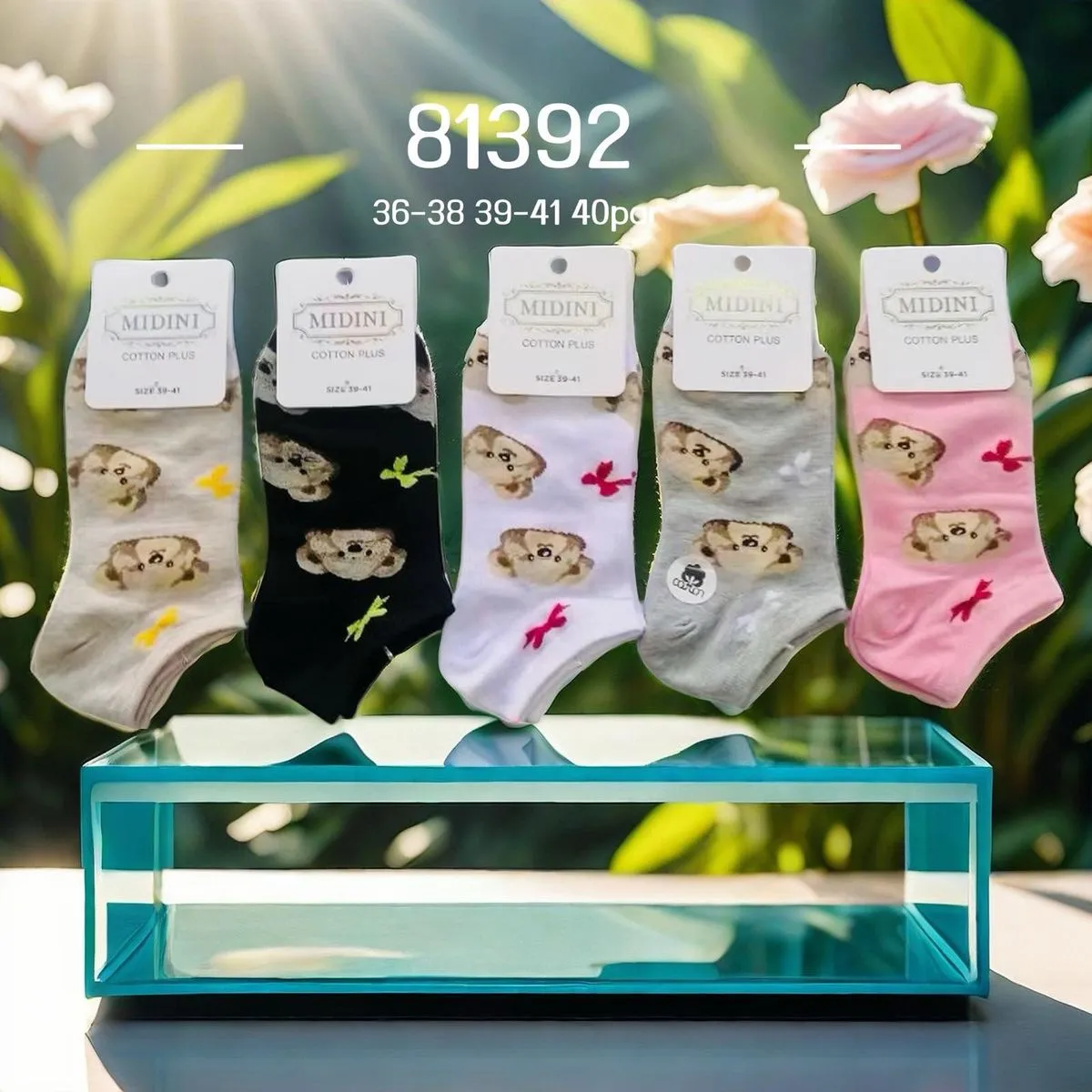 Skarpetki damskie Midi Midi Cotton Plus 36-40 z misiem