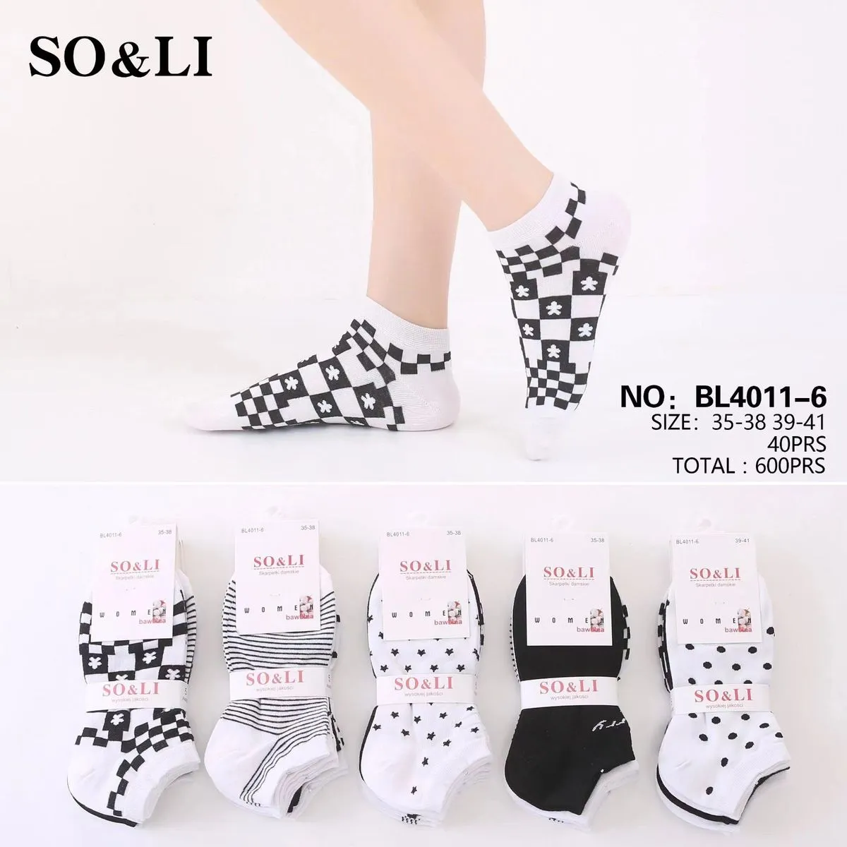 Skarpetki damskie SO&L wzorzyste 35-40prs NO: BL4011-6