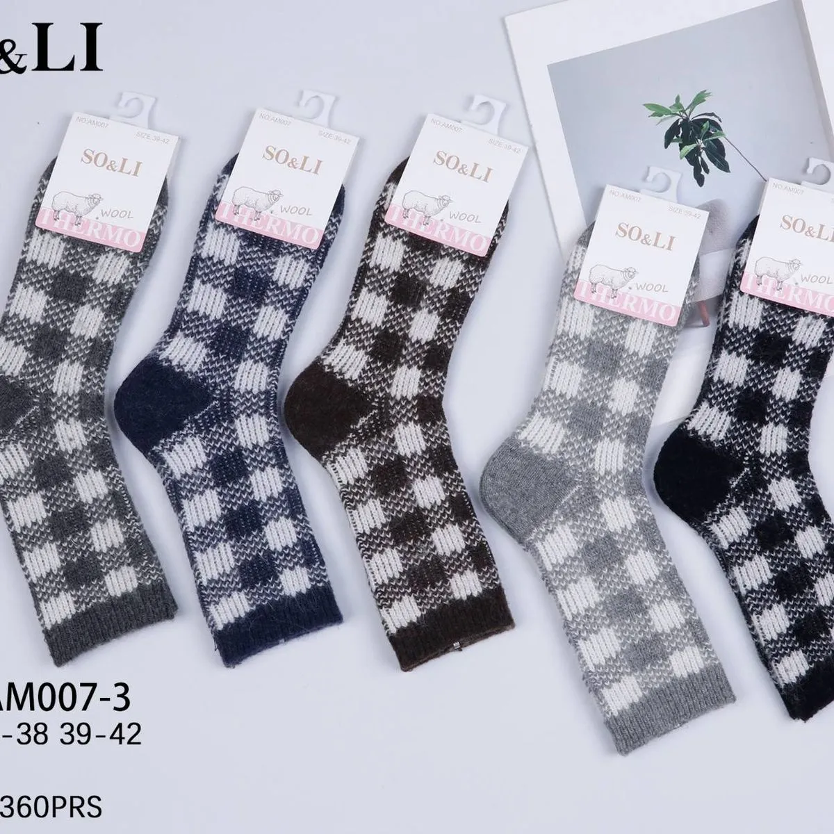 Skarpetki damskie SO&LI w kratę MO-07