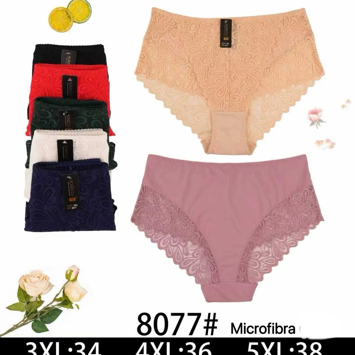 Majtki damskie mikrofibra 3XL-34, 4XL-35, 5XL-38 8077#