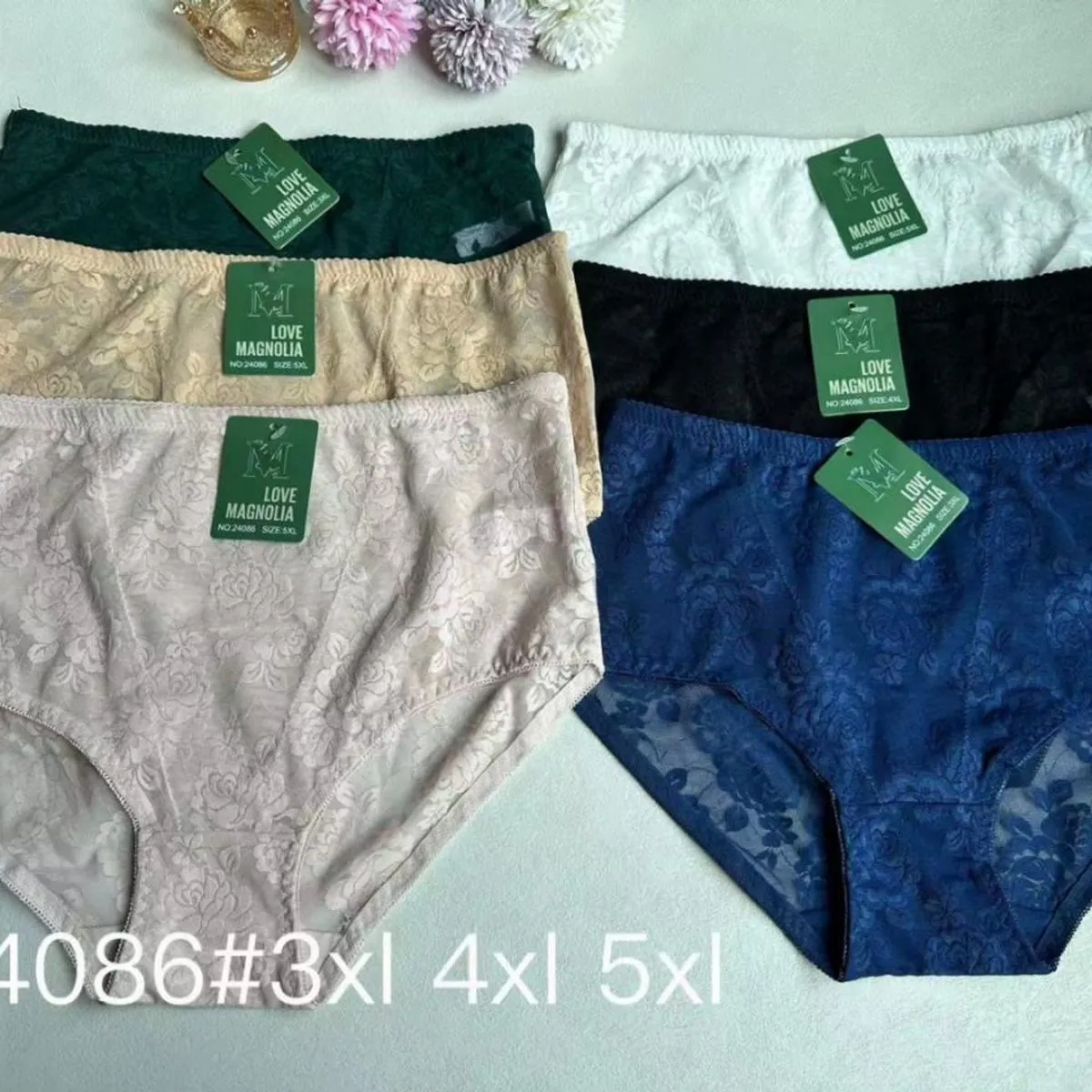 Majtki damskie 3XL 4XL 5XL Love Magnolia zielone etykiety