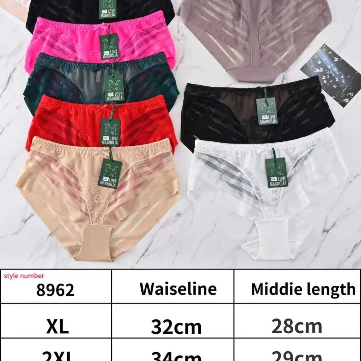 Majtki damskie koronkowe XL-3XL, 6 kolorów, style Waistline/Middle