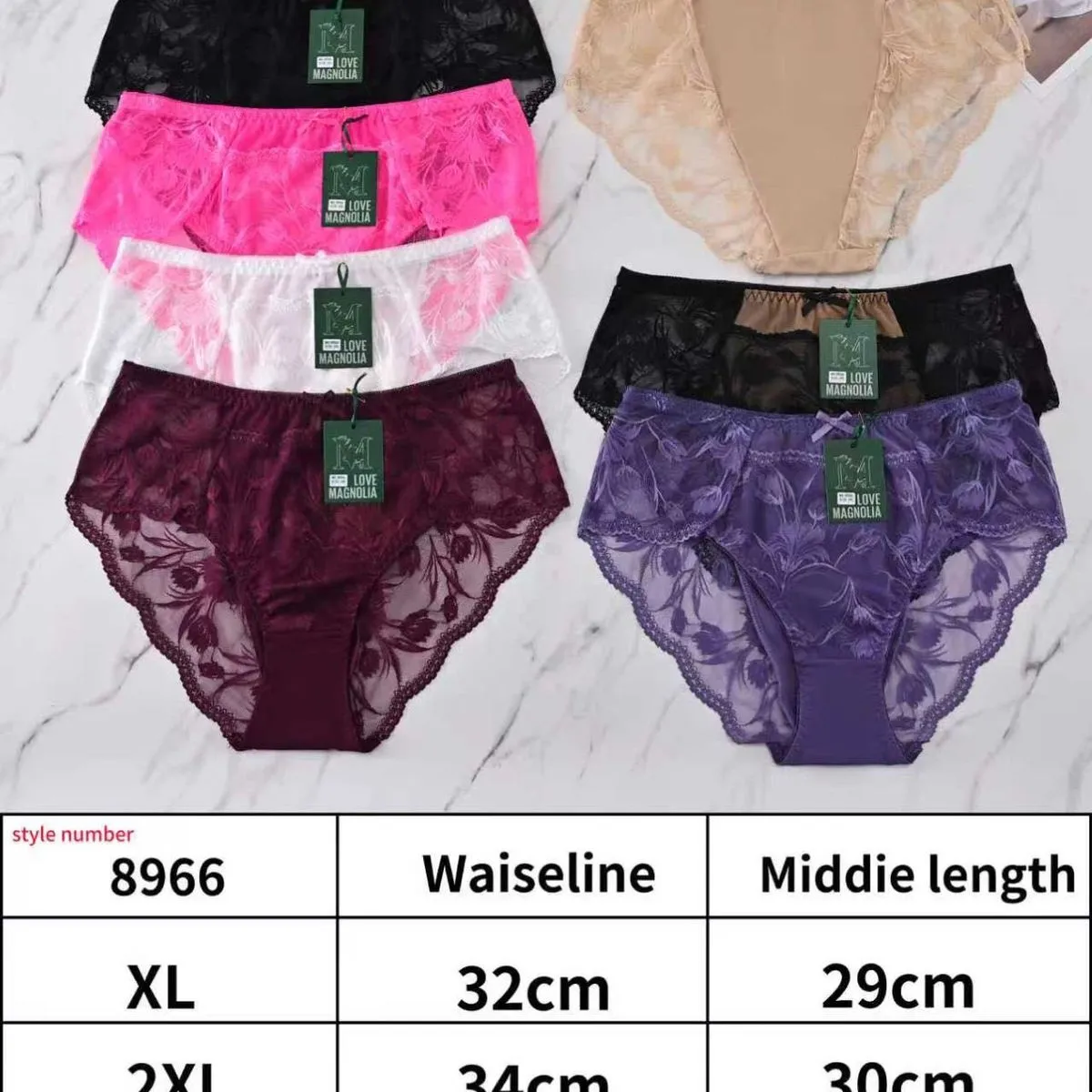 Majtki damskie koronkowe XL-3XL Waistline/Middle length