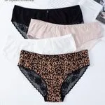 Majtki damskie Finella 4 szt. S/M/L czarny/beż/biały/leopard