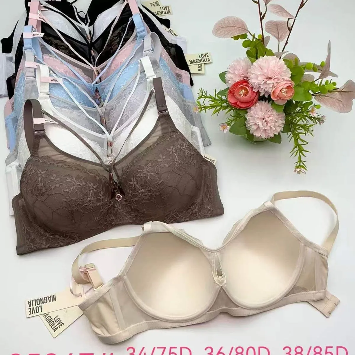 Biustonosz Damski Push-up Różne Kolory Rozmiary 34/75D-44/100D