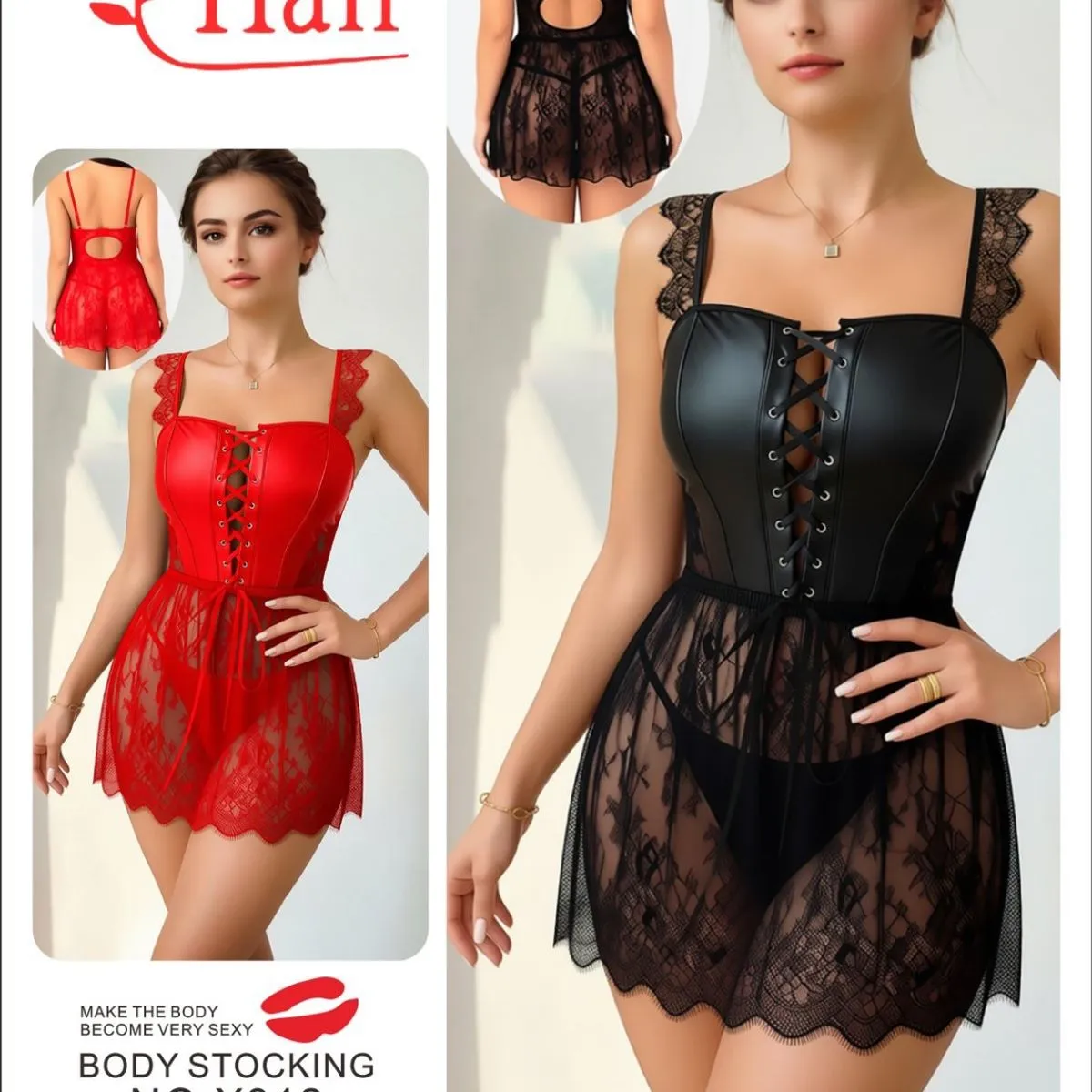 Pijama damska sexy body Han 2 szt L/XL