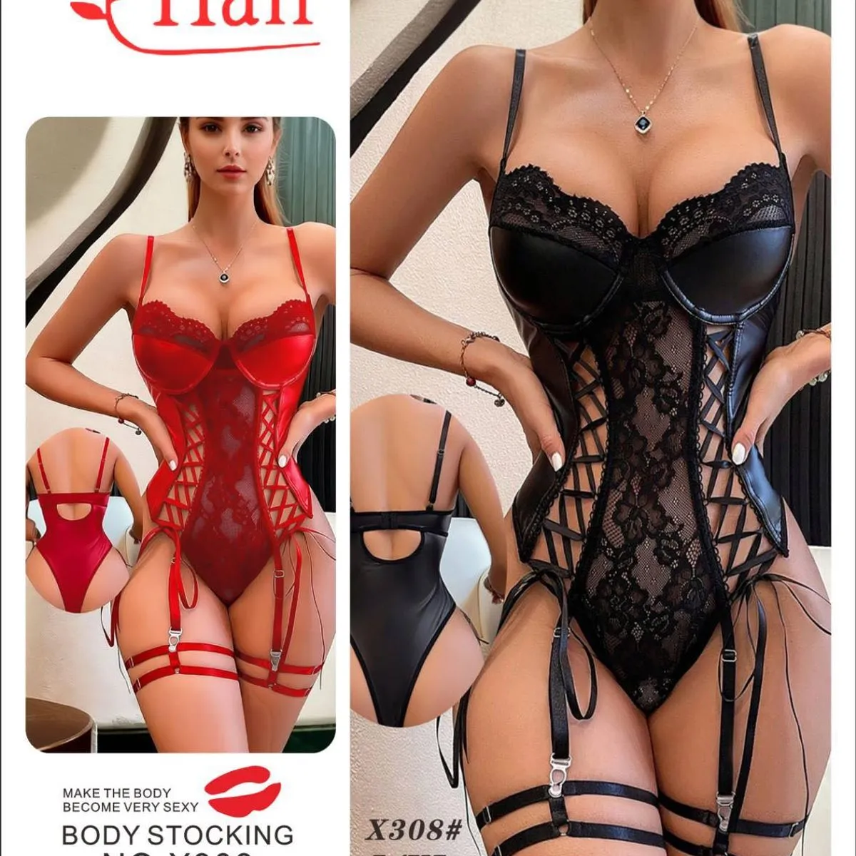 Pijama Damska Sexy Body Stocking Han 3XL-5XL