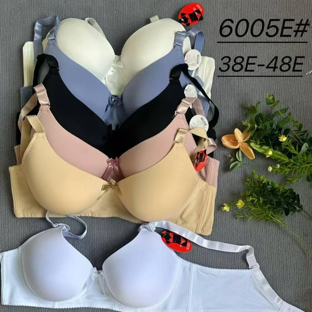 Biustonosz damski bezszwowy 38E-48E, mix kolorów