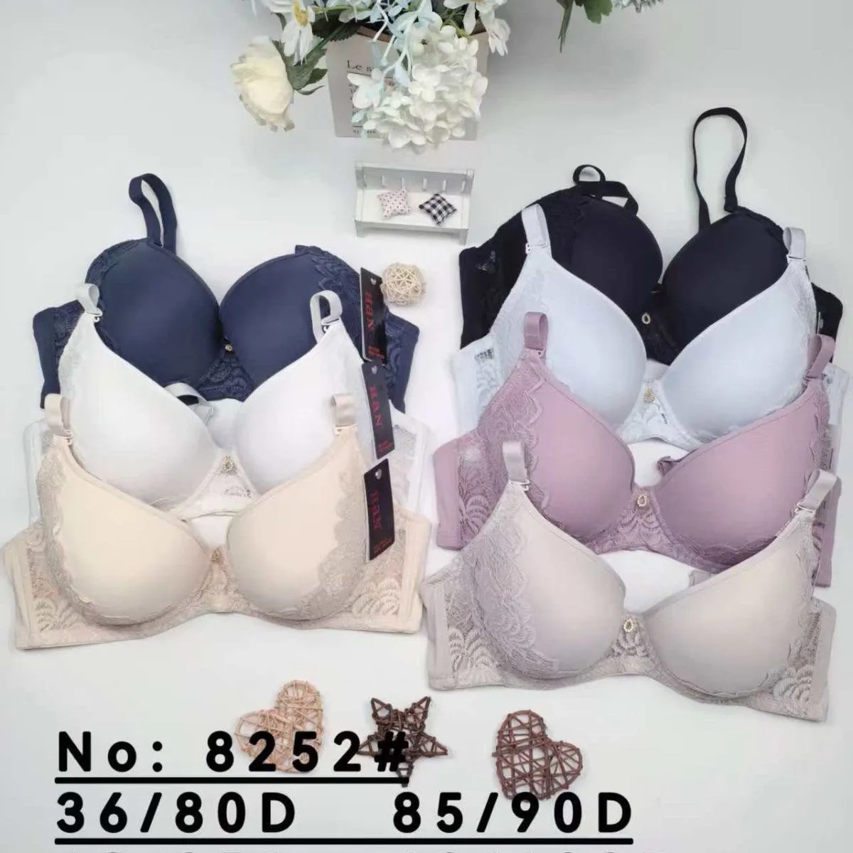 Biustonosz Damski 36/80D-44/105D, kolory beż, biel, czerń, fiolet
