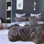 Komplet Pościel 3D 3CZ 200/220 granat z liśćmi